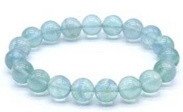 Bracelet Fluorite Bleue 'AA' perles 10mm