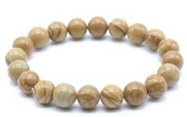 Bracelet Bois Fossile perles 10mm
