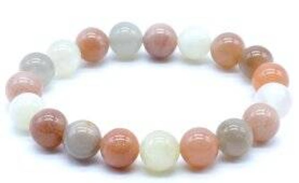Bracelet Pierre de Lune Multicolore perles 10mm