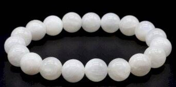Bracelet Pierre de Lune Blanche 'AA' perles 10mm