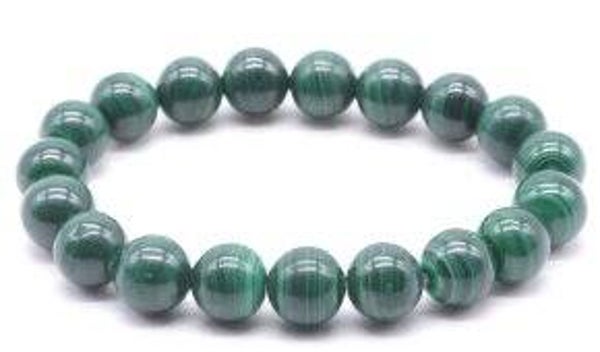 Bracelet 'Dark ' Malachite 'AA' perles 10mm
