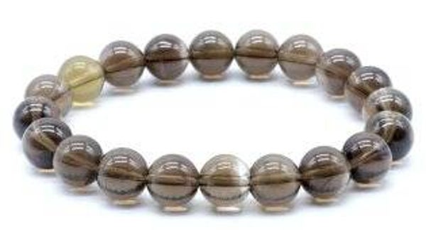 Bracelet Quartz Fumé perles 10mm