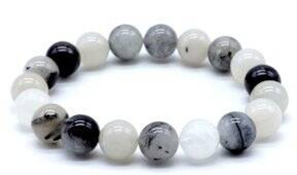 Bracelet Quartz Tourmaline Perles 10mm
