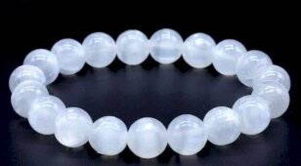Bracelet Sélénite 'AA' perles 10mm