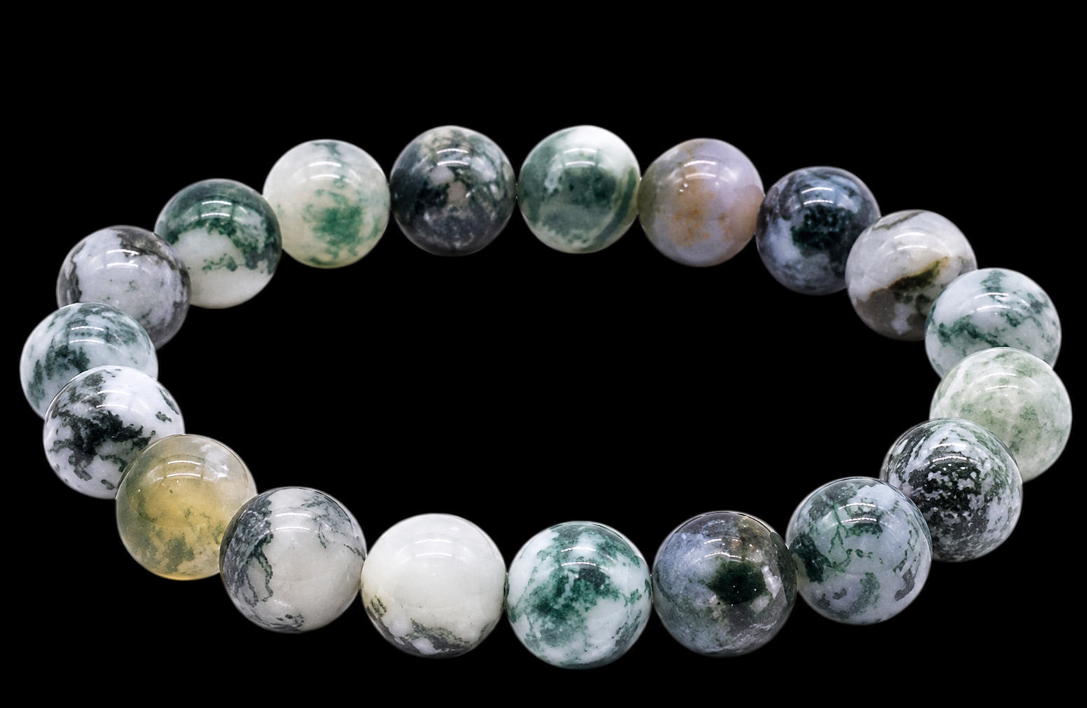 Bracelet Agate Arbre perles 10mm