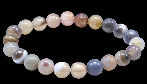 Bracelet Agate Bostwana 'AA' perles 8mm
