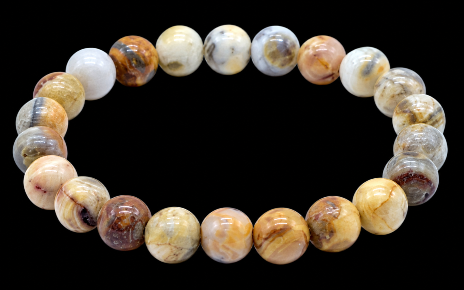Bracelet Agate Crazy Lace perles 8mm