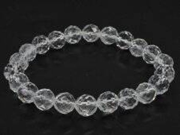 Bracelet Cristal de Roche perles facettées 8mm