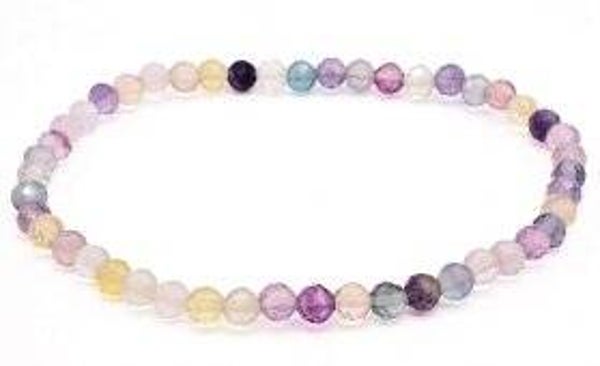 Bracelet Fluorite Multicolore perles facettées 4mm