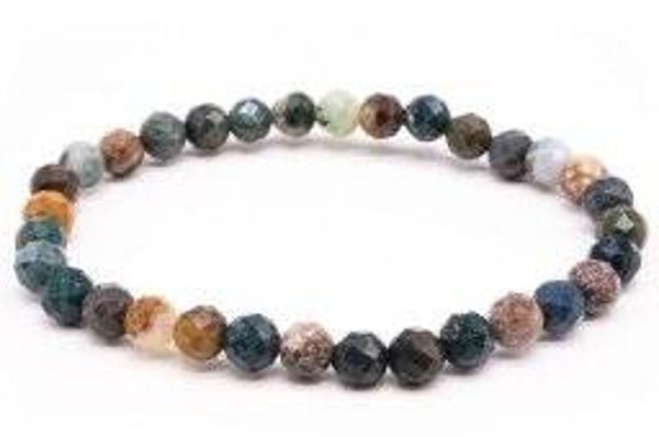 Bracelet Jaspe Océan perles facettées 6mm