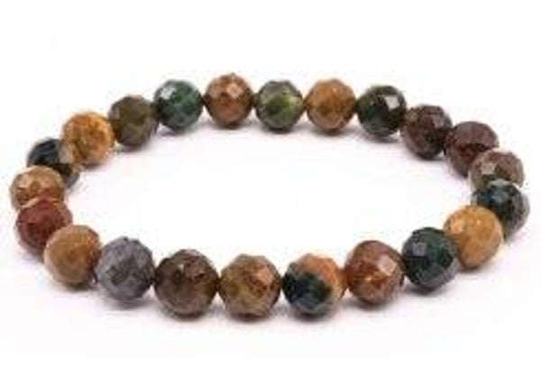 Bracelet Jaspe Océan perles facettées 8mm