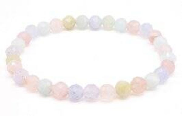 Bracelet Morganite perles facettées 6mm