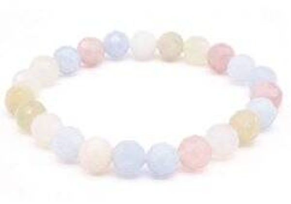 Bracelet Morganite perles facettées 8mm