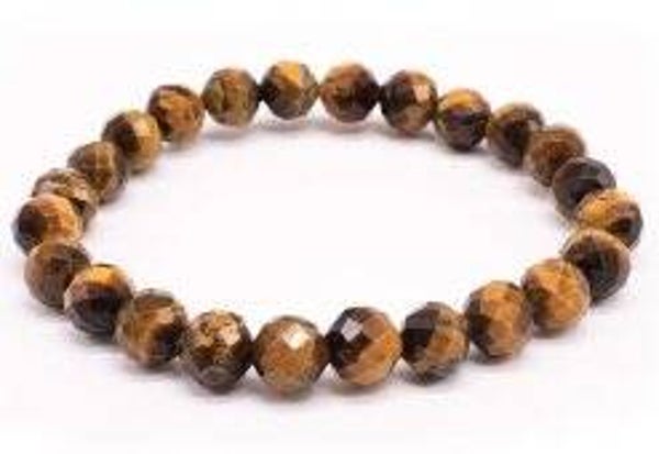Bracelet Oeil de Tigre perles facettées 8mm