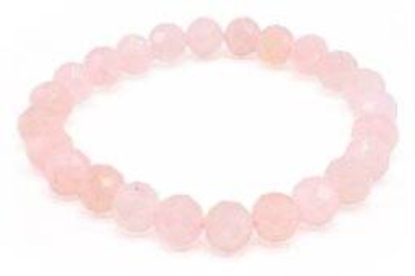 Bracelet Quartz Rose perles facettées 8mm