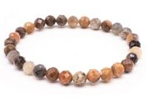 Bracelet Pierre de Soleil Noire perles facettées 6mm