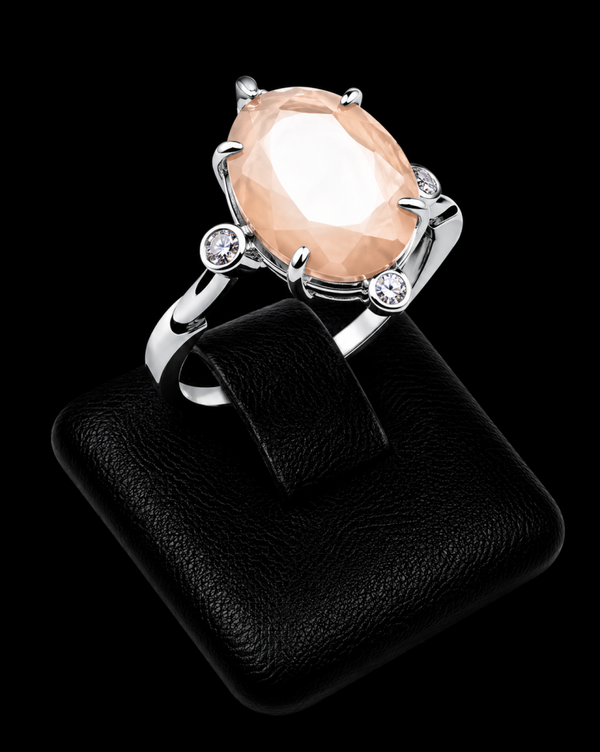 Bague Argent 925 Pierre de Soleil Ovale Impérial