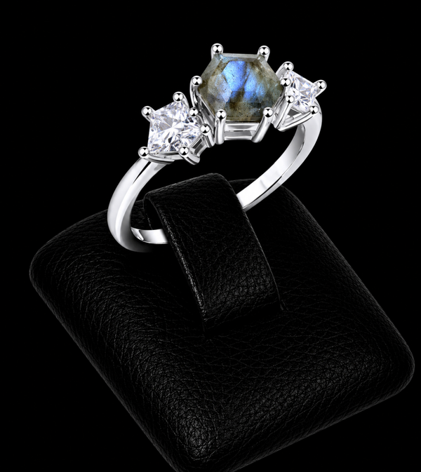 Bague Argent 925 'Flocon d'Argent' - Labradorite