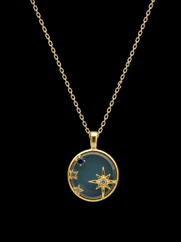 Collier Argent 925 Aigue Marine & Etoiles