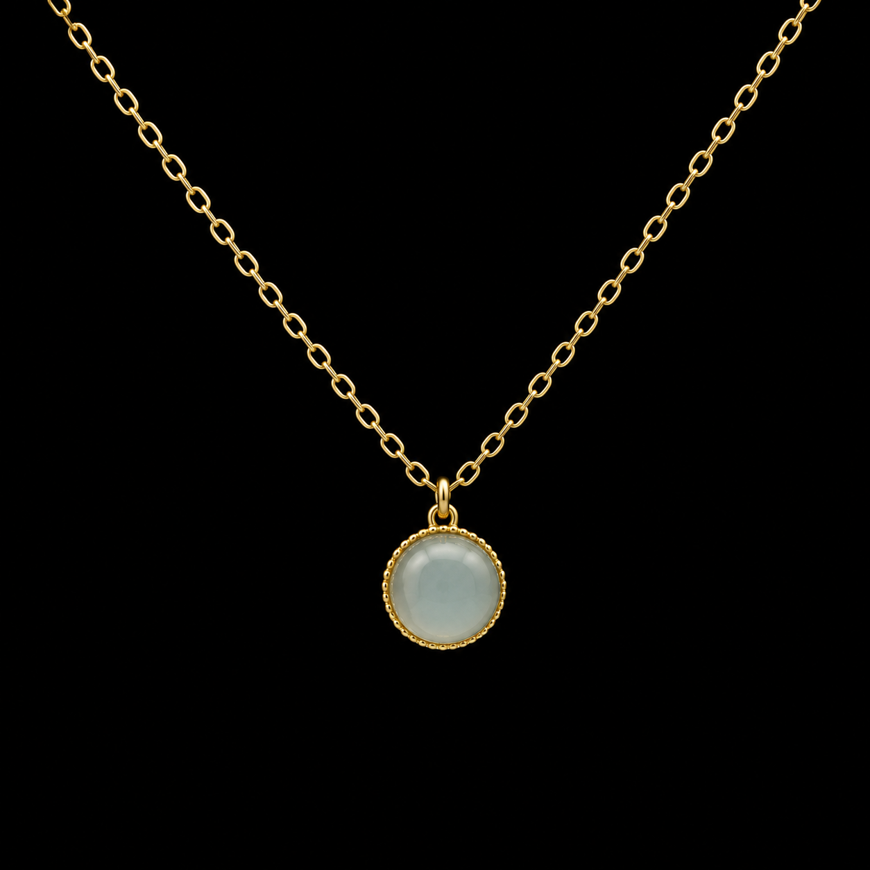 Collier Argent 925 Aigue Marine Ronde