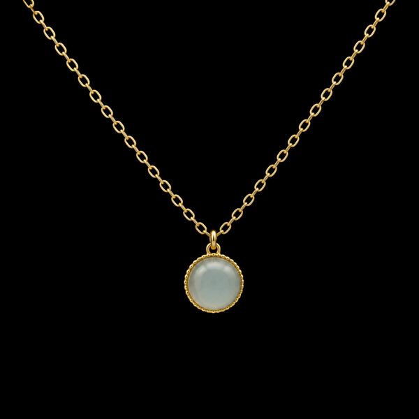 Collier Argent 925 Aigue Marine Ronde