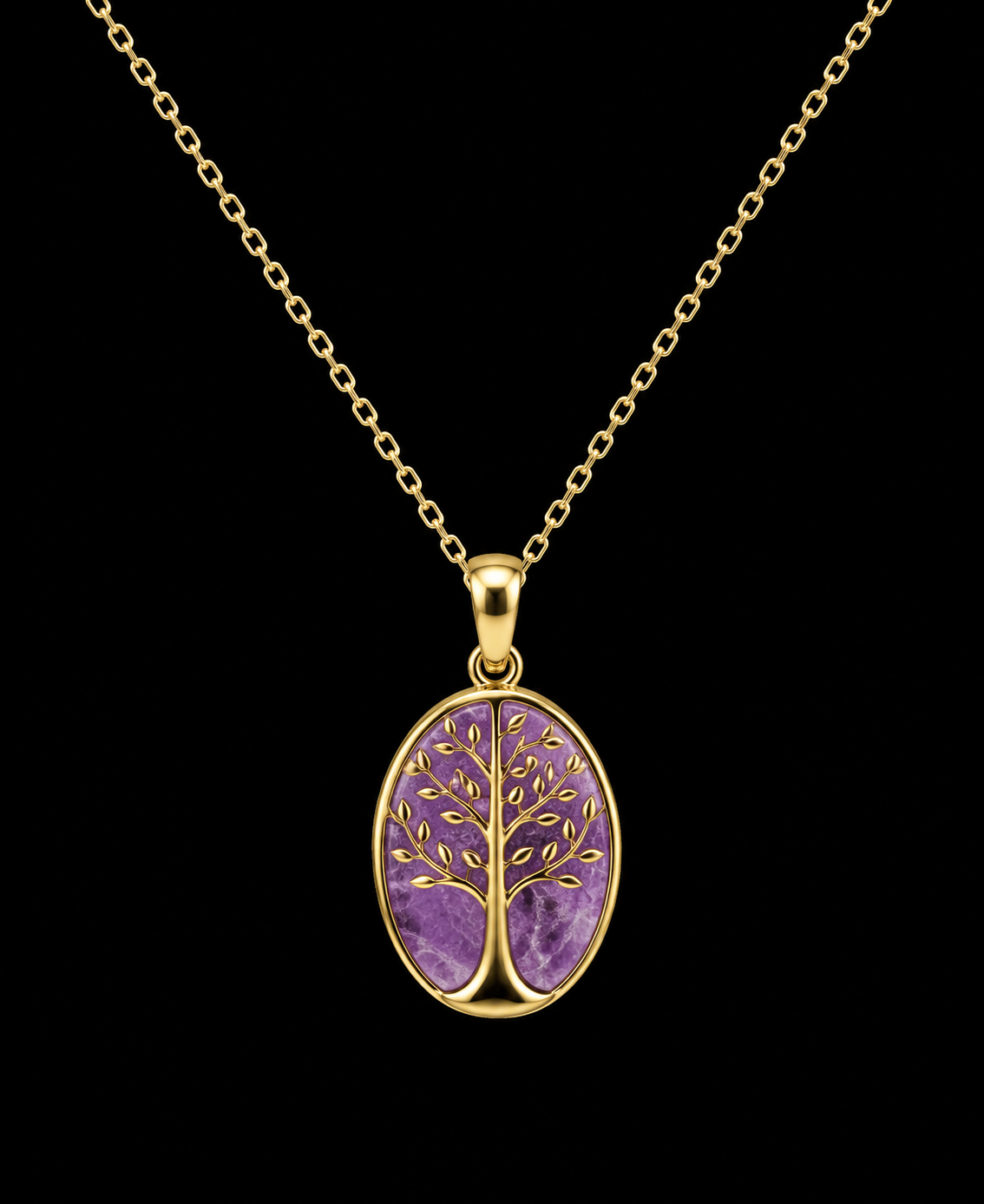 Collier Argent 925 Améthyste & Arbre de Vie