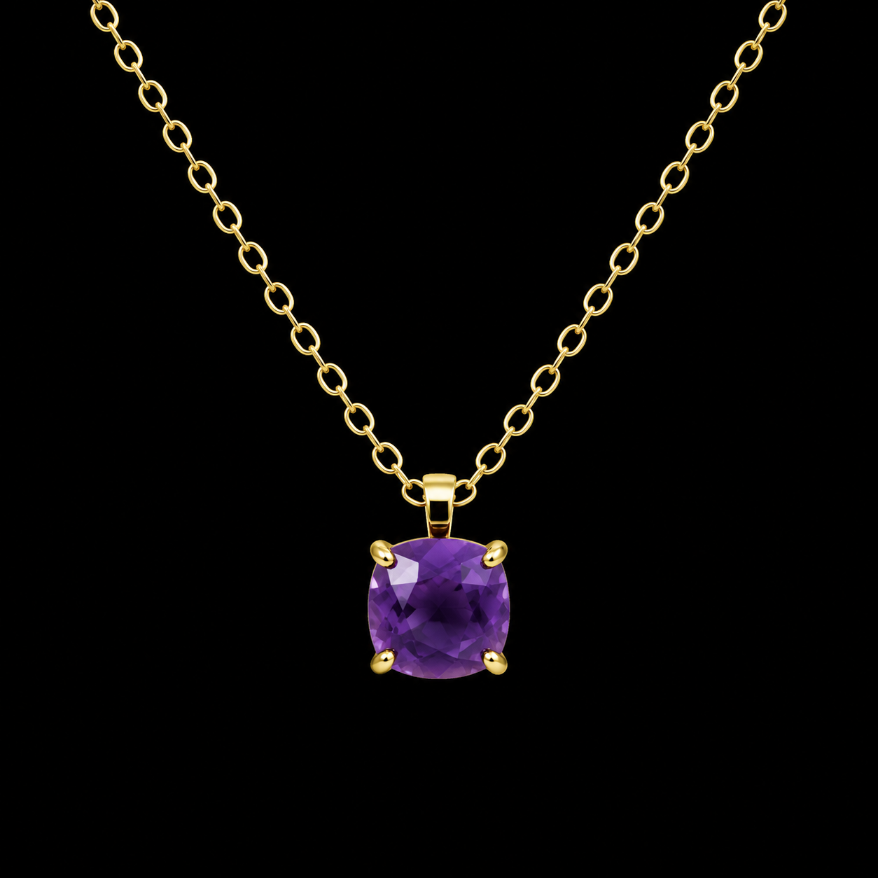 Collier Argent 925 Améthyste Carrée