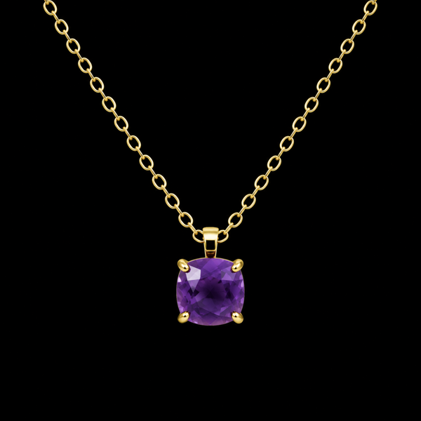 Collier Argent 925 Améthyste Carrée