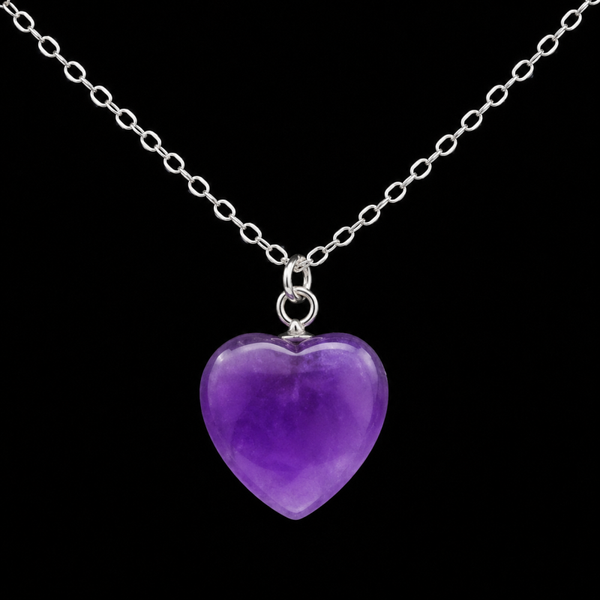 Collier Argent 925 Améthyste Coeur