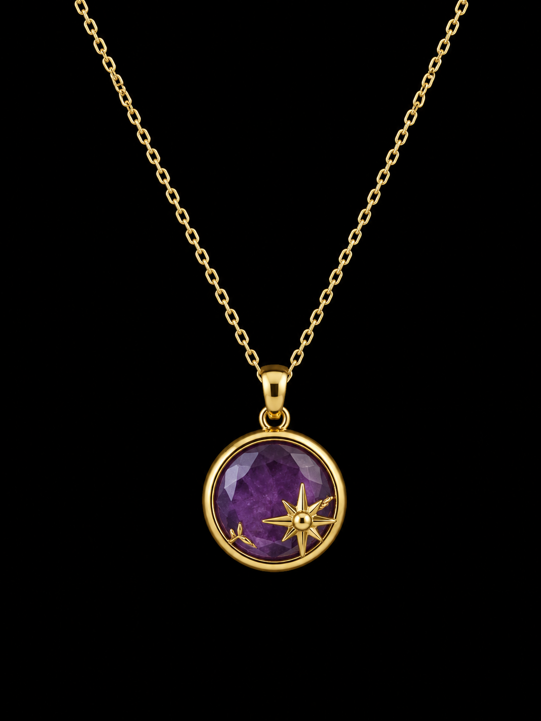 Collier Argent 925 Améthyste & Etoiles