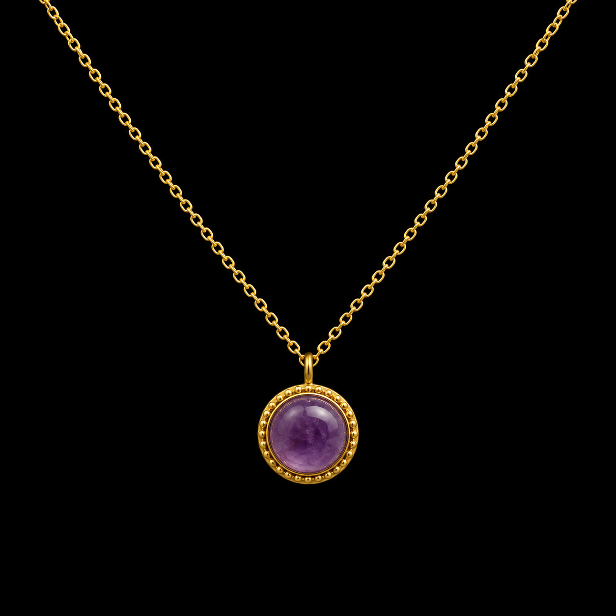 Collier Argent 925 Améthyste Ronde