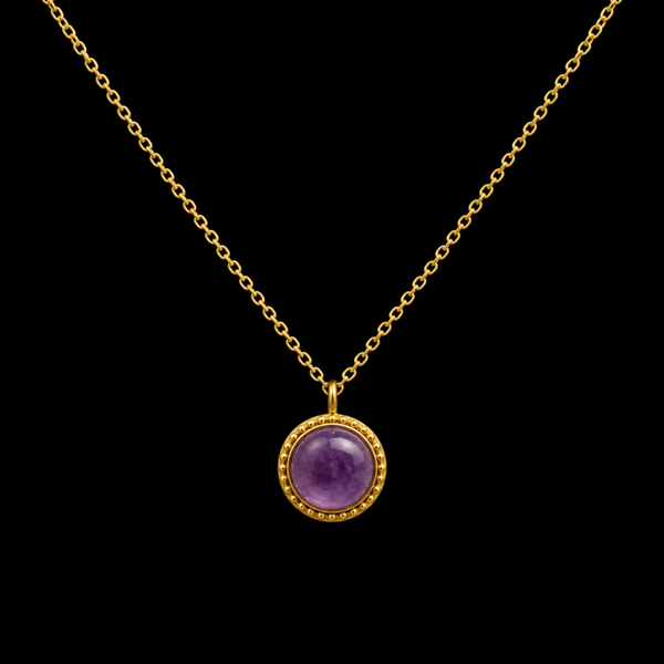 Collier Argent 925 Améthyste Ronde