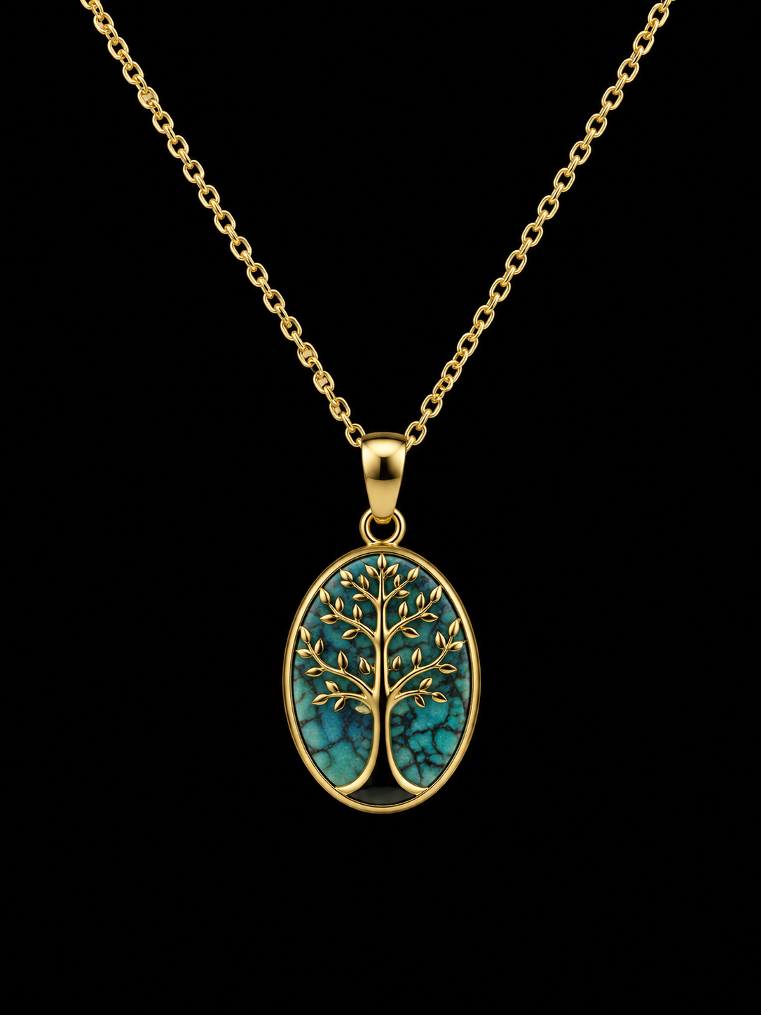 Collier Argent 925 Amazonite & Arbre de Vie
