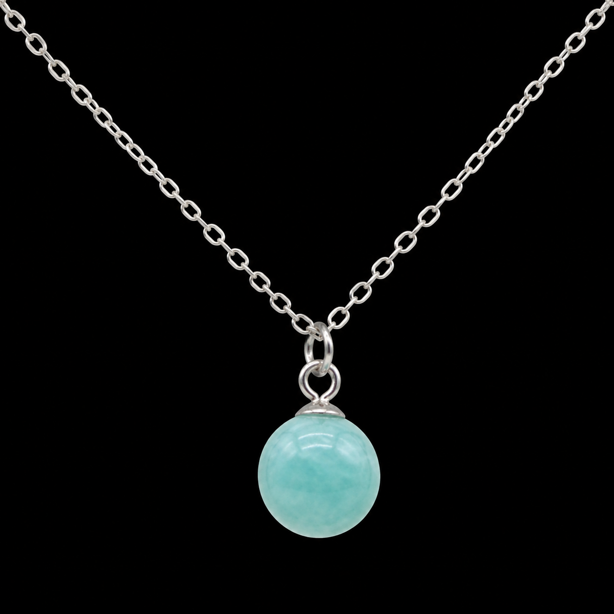 Collier Argent 925 Amazonite Boule