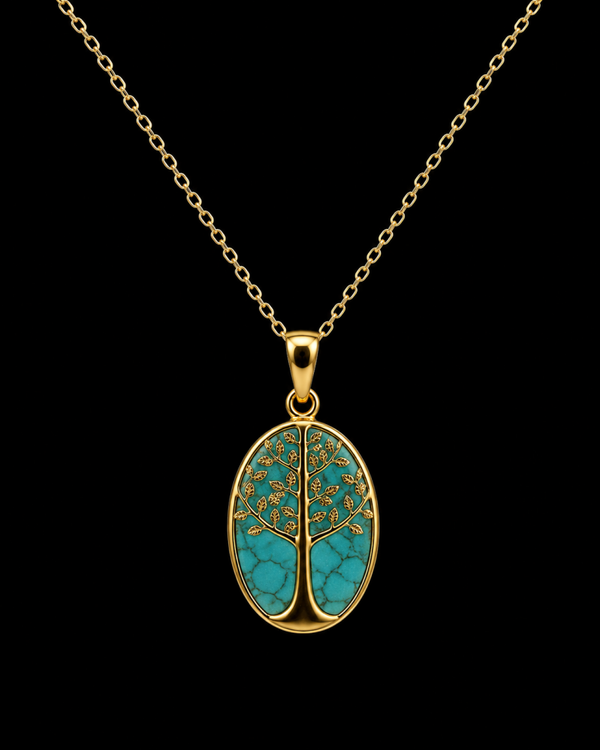 Collier Argent 925 Apatite & Arbre de Vie