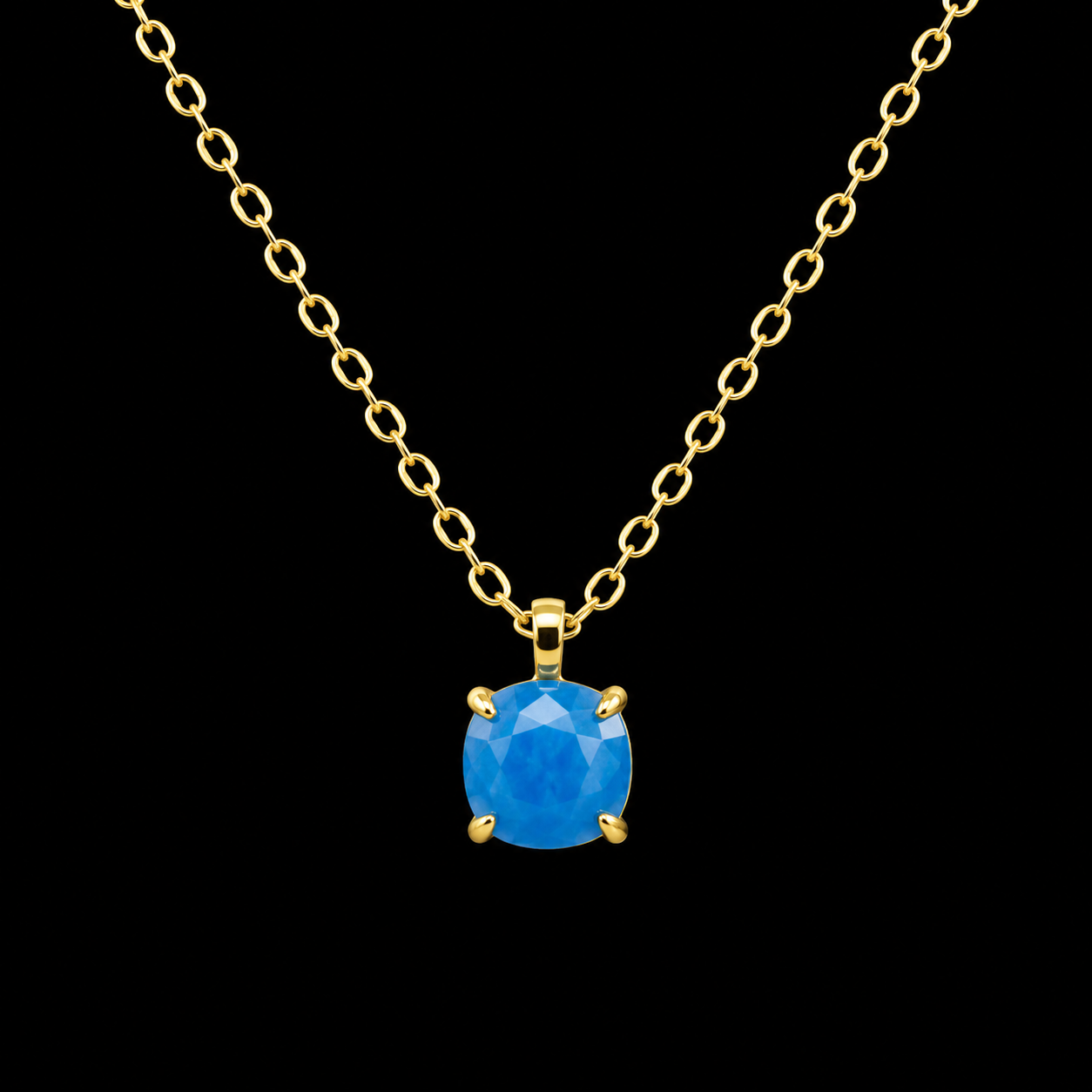 Collier Argent 925 Apatite Carrée