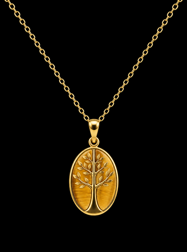 Collier Argent 925 Citrine & Arbre de Vie