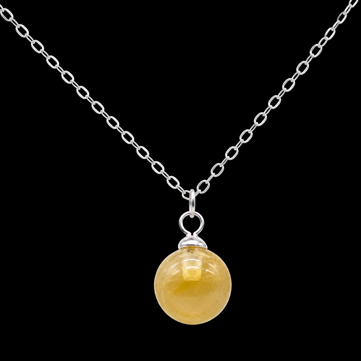 Collier Argent 925 Citrine Boule