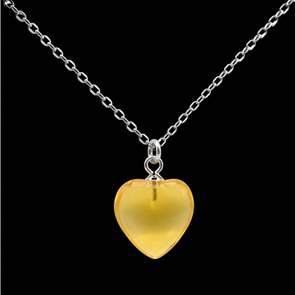 Collier Argent 925 Citrine Coeur