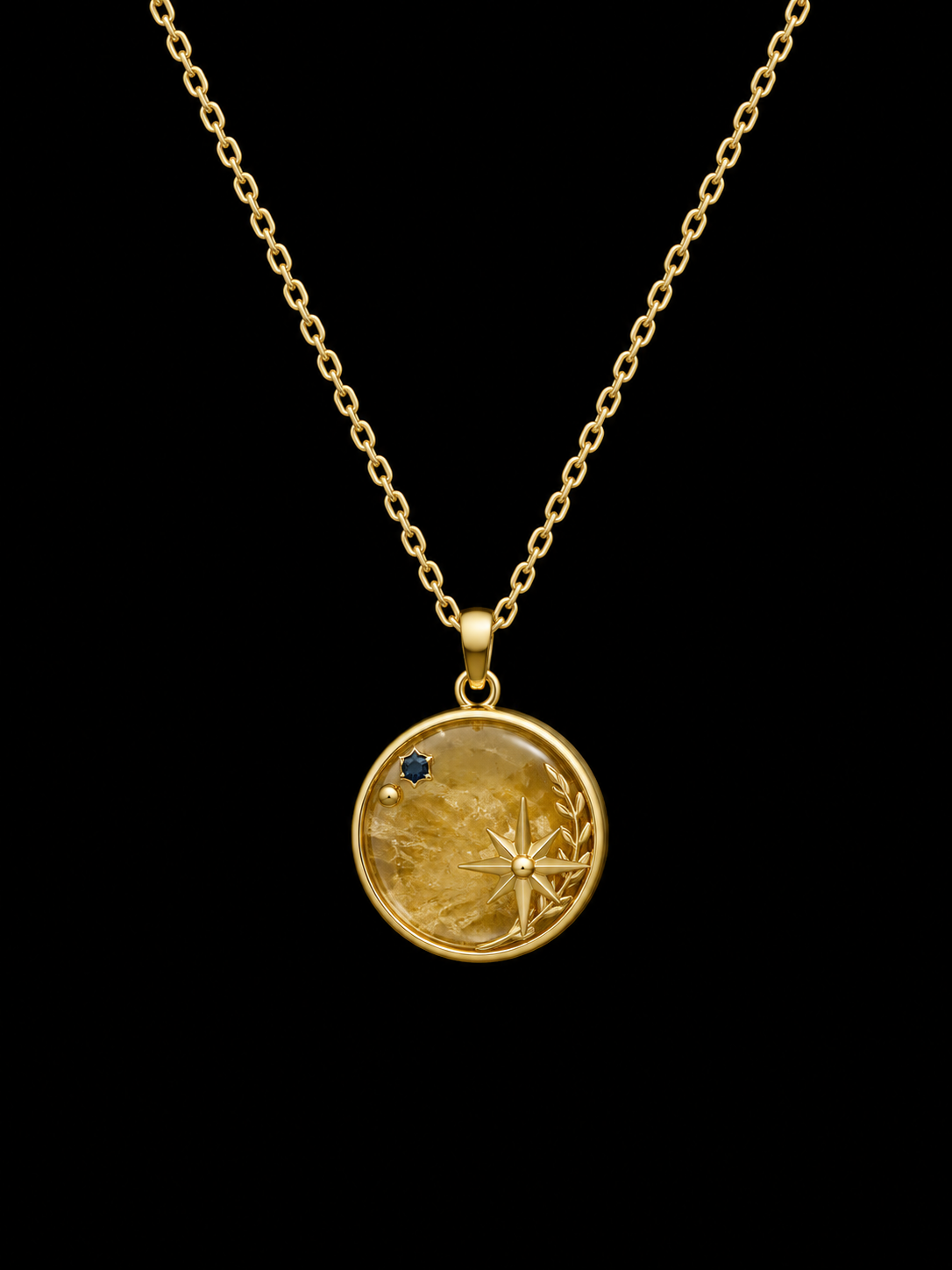 Collier Argent 925 Citrine & Etoiles