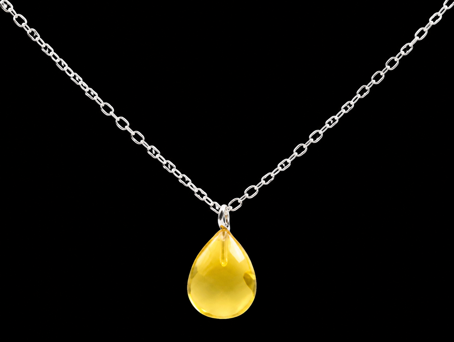 Collier Argent 925 Citrine Goutte