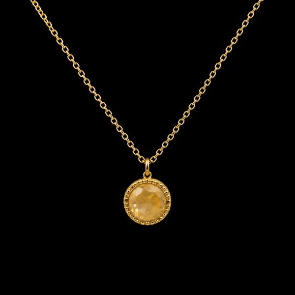 Collier Argent 925 Citrine Naturelle Ronde