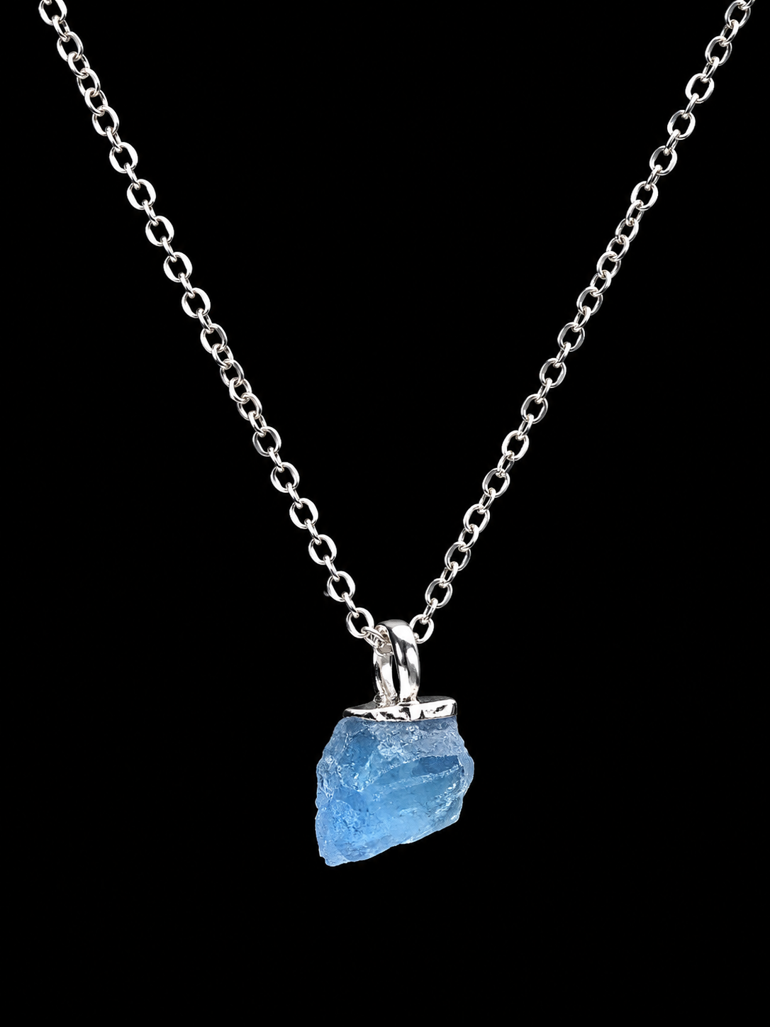 Collier Argent 925 'Cristal Sauvage' - Aigue Marine