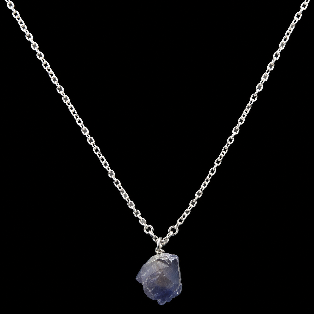 Collier Argent 925 'Cristal Sauvage' - Saphir Bleu