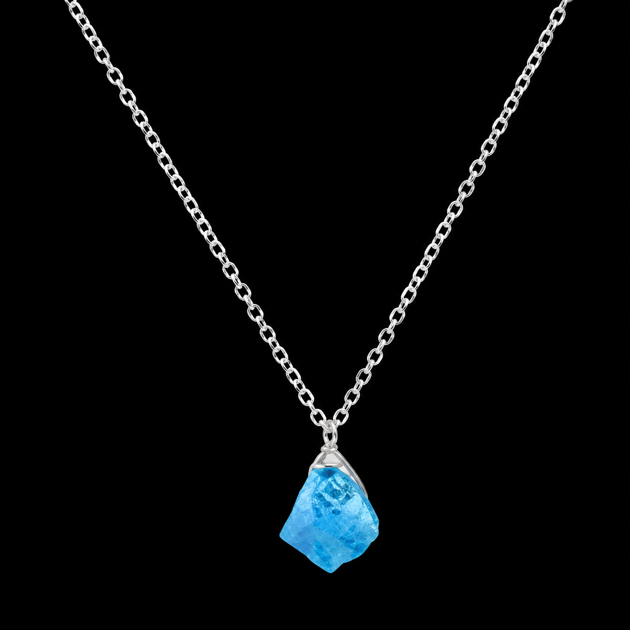 Collier Argent 925 'Cristal Sauvage' - Turquoise Pure