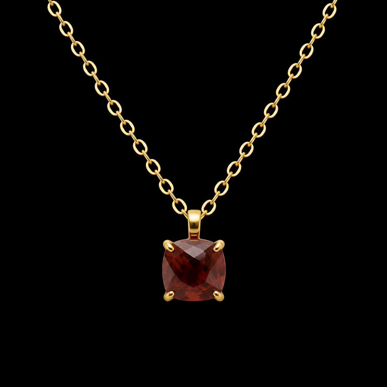 Collier Argent 925 Grenat Carrée