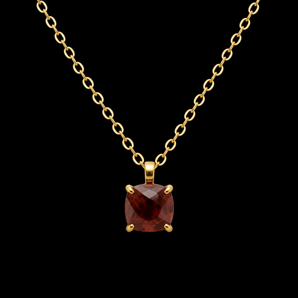 Collier Argent 925 Grenat Carrée