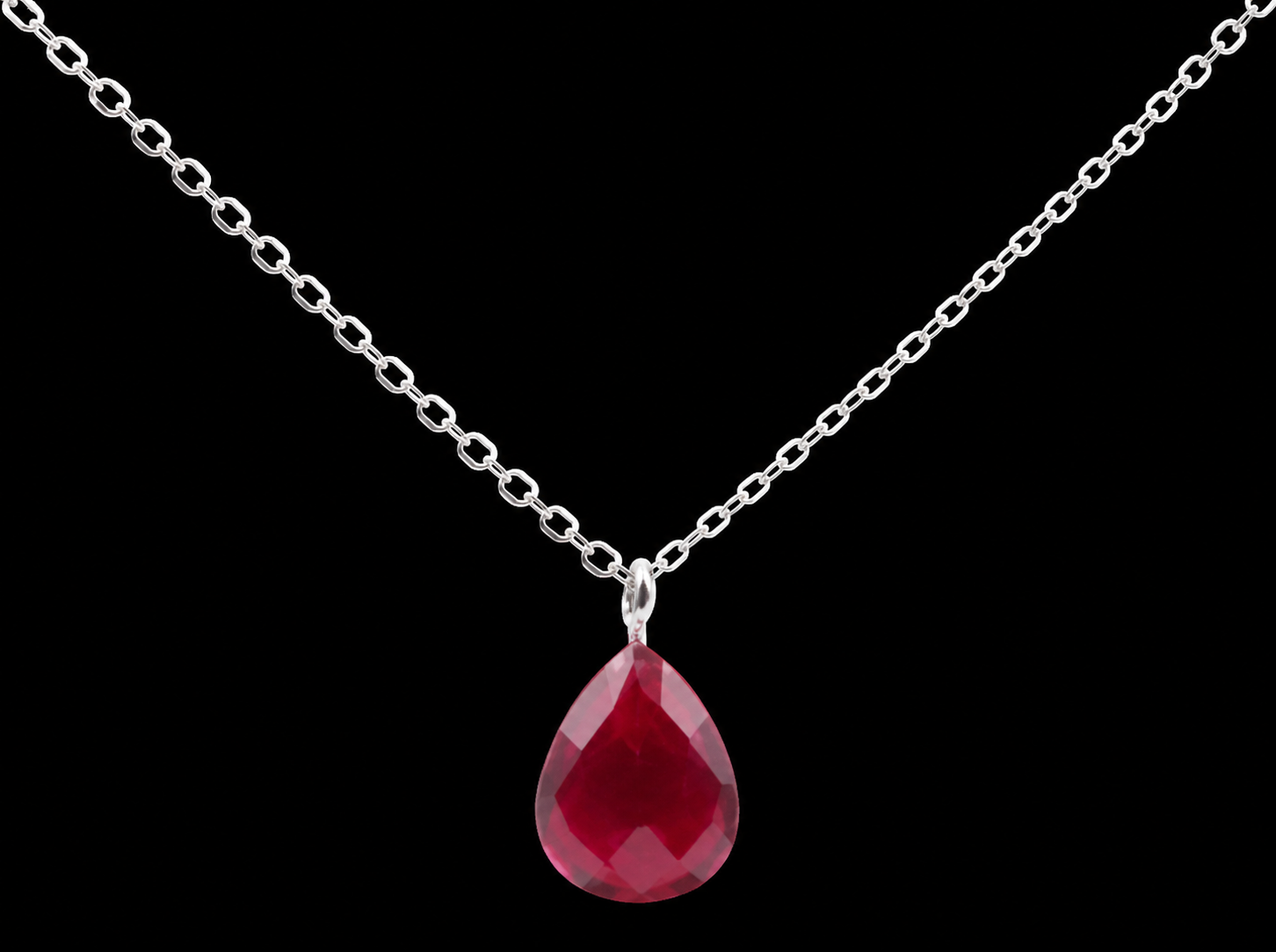 Collier Argent 925 Grenat Goutte