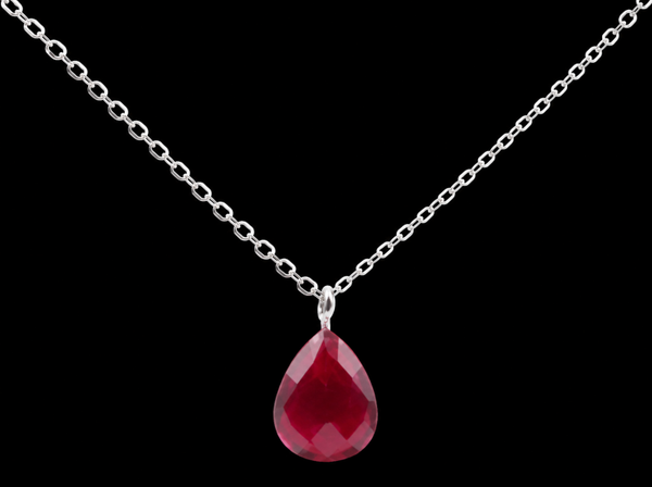 Collier Argent 925 Grenat Goutte