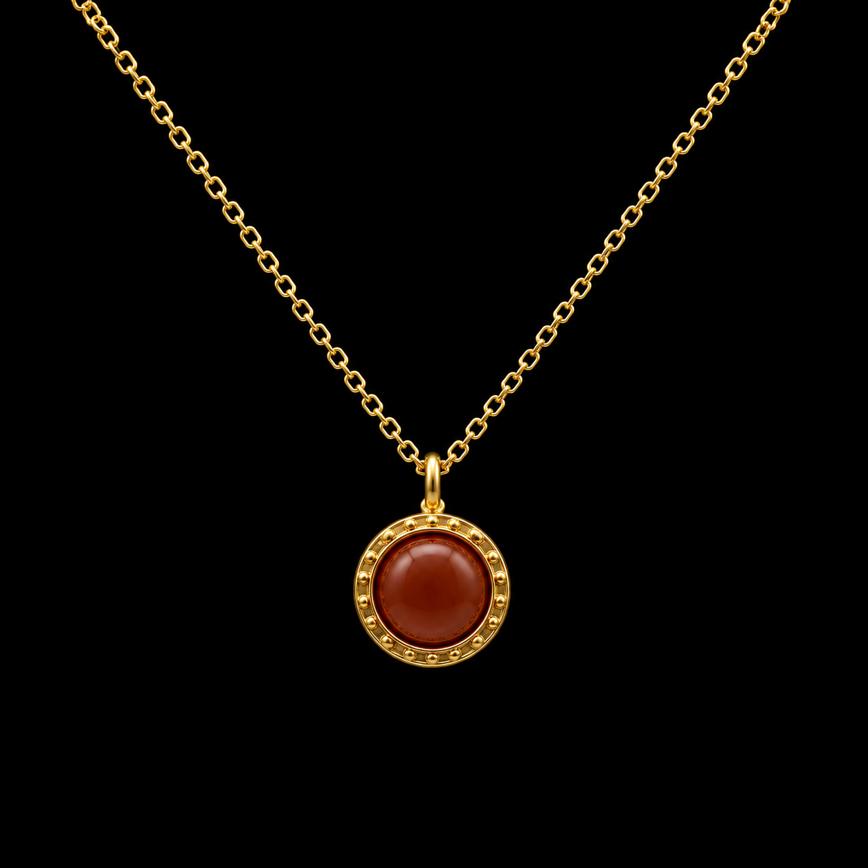 Collier Argent 925 Grenat Ronde